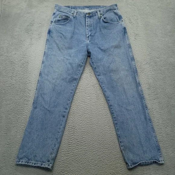 Wrangler Regular Fit Jeans Mens 36x30 (34x30) Light Wash Denim Blue - Picture 2 of 7